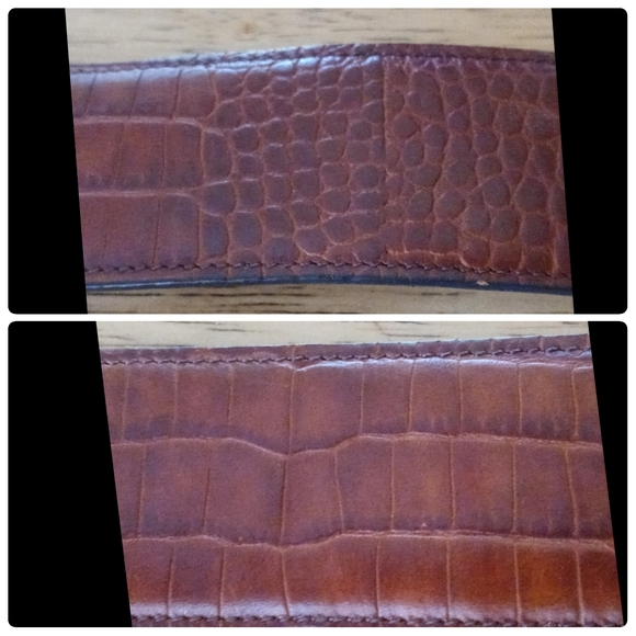 Ellen Tracy Croc Embossed Leather Belt | Brown & Black | Size 27 | USA Made - Picture 7 of 8